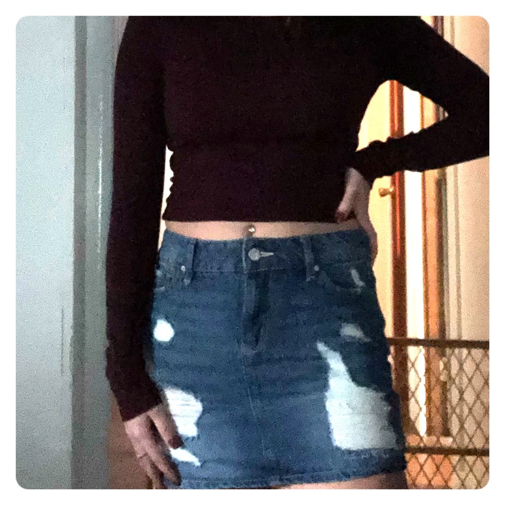 Ripped jean skirt